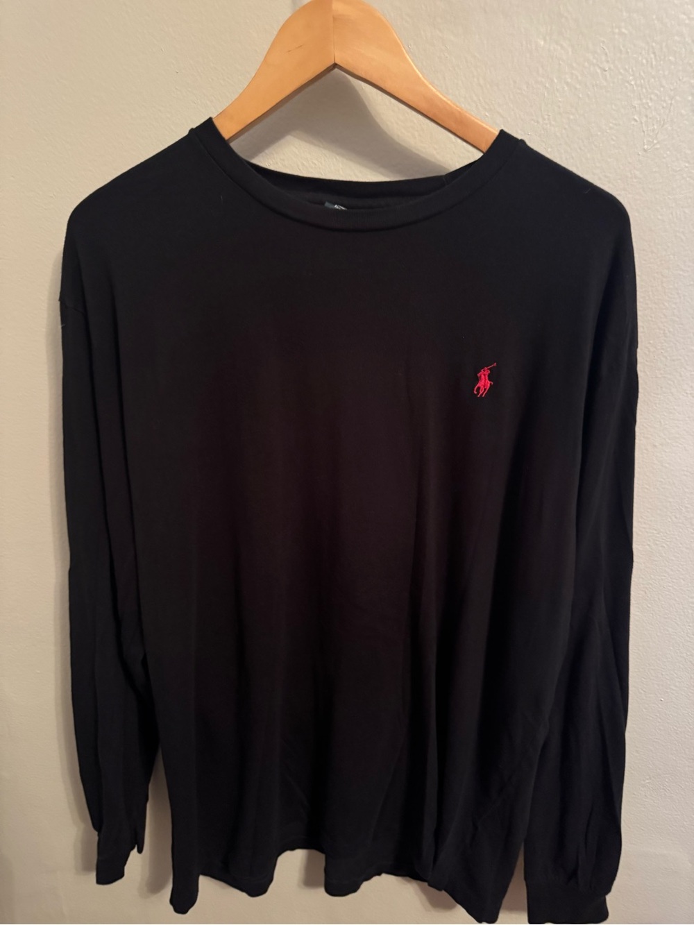 Ralph Lauren Black Long-Sleeve Tee with Red Polo Pony